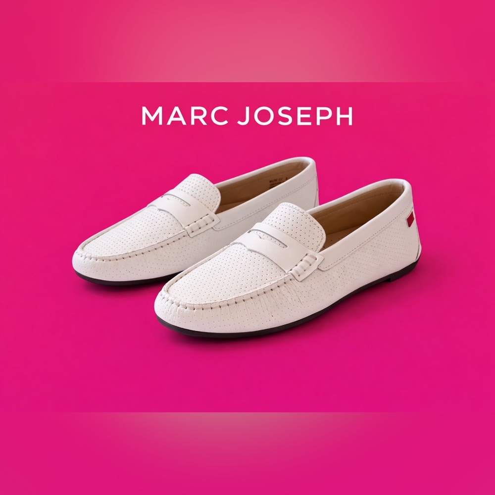 Marc Joseph NY White Leather Driving Loafers Perforated Women’s 6.5 New